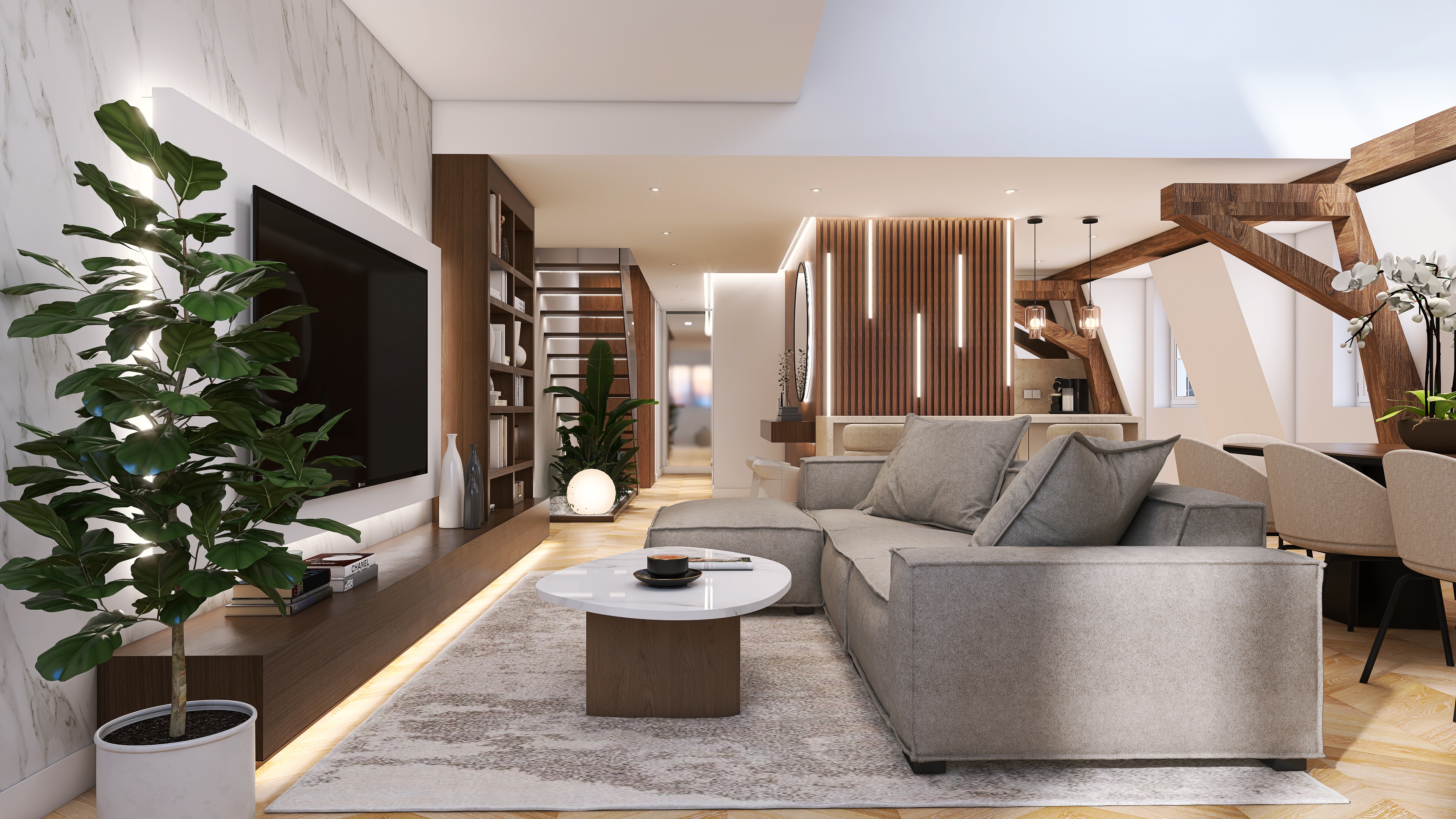 Elegant living room with modern interior design